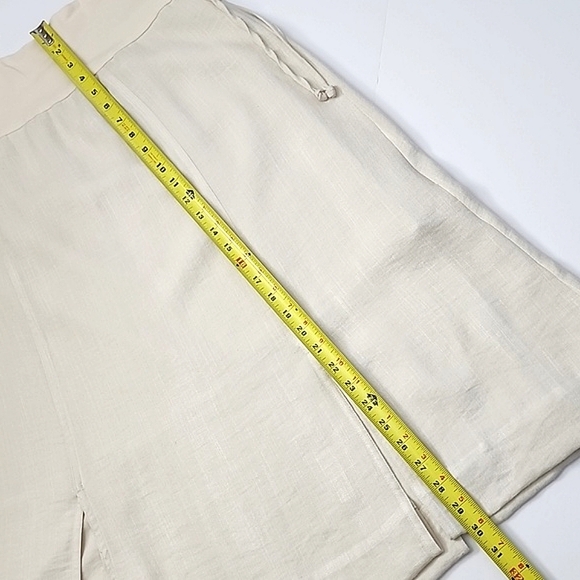 Melanie Lyne Cream Midi A-Line Slit Flowy Lined Cotton Blend Skirt Size 12 - Picture 15 of 15